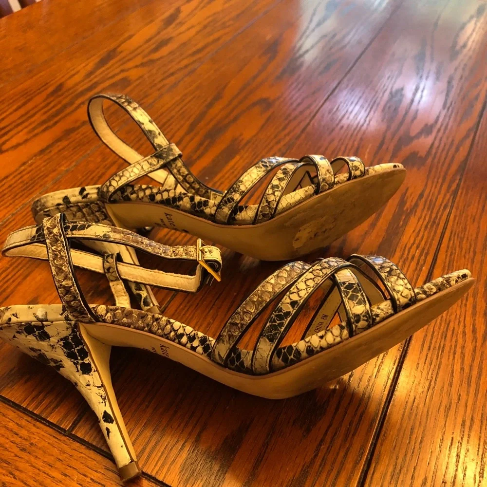 Kate Spade Strappy Snakeskin 4” Heals - Picture 6 of 8